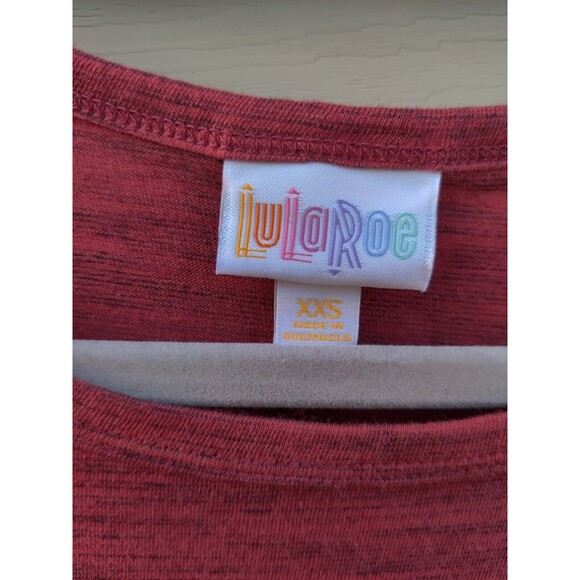 LulaRoe Carly Swing Shift T Shirt Dress XXS Hi Low Red Rasberry Gray Heathered - Picture 6 of 14